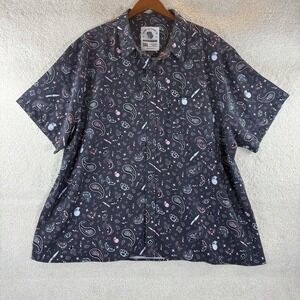Savage Tacticians Mens Performance‎ Shirt Short Sleeve Snap Paisley Print Sz 3XL